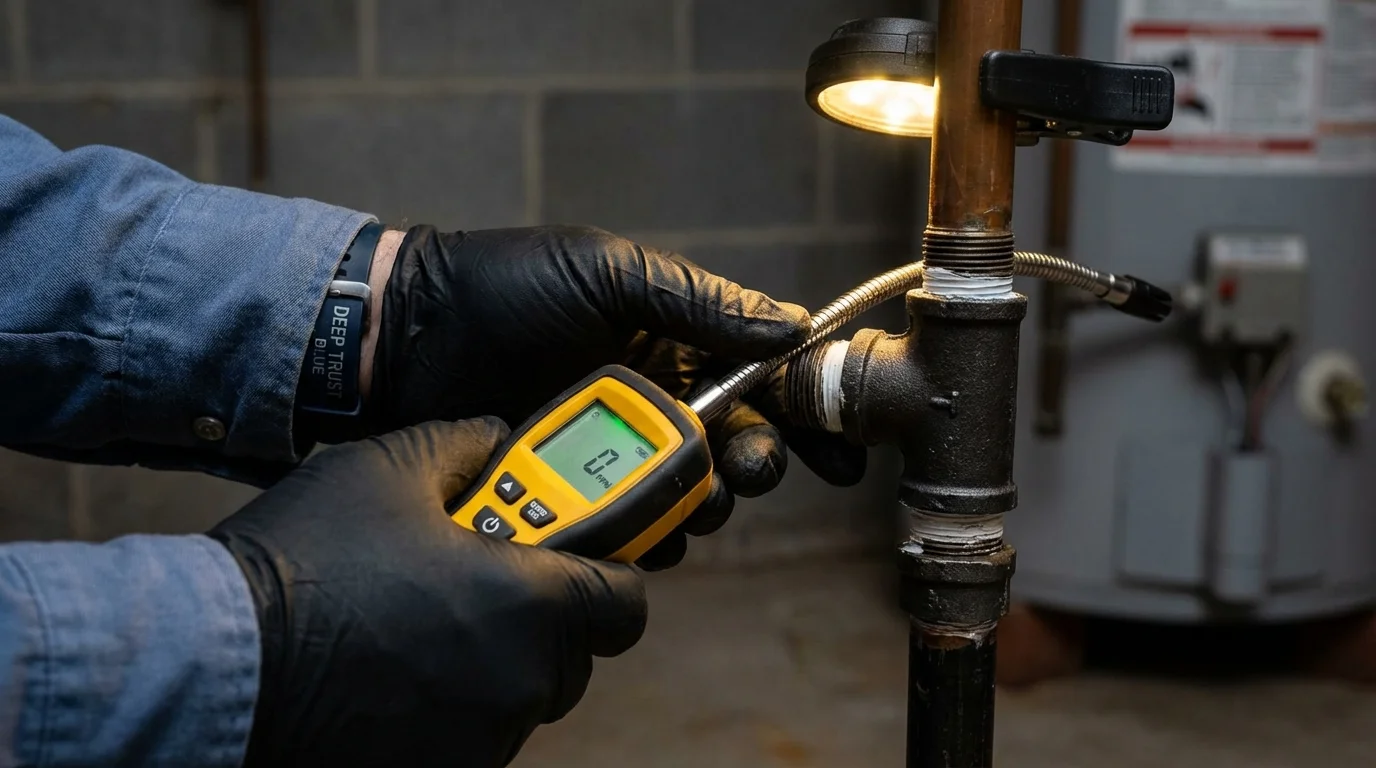 Gas leak detection with electronic sniffer by Johns Plumbing LLC in Margaret