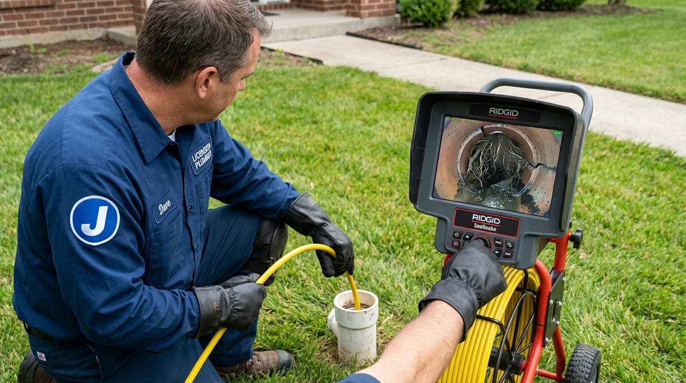 Sewer camera inspection being performed by Johns Plumbing LLC in Margaret